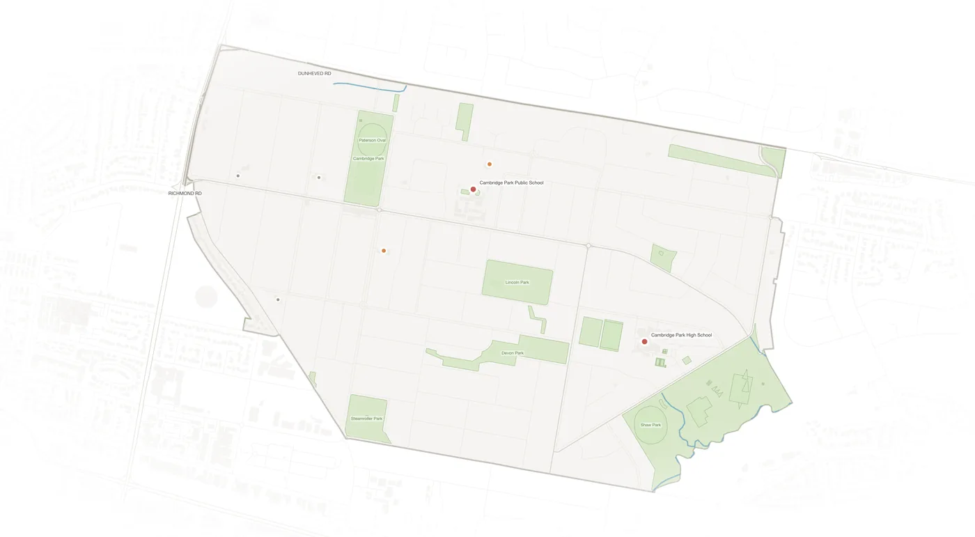 Cambridge Park urban fabric map