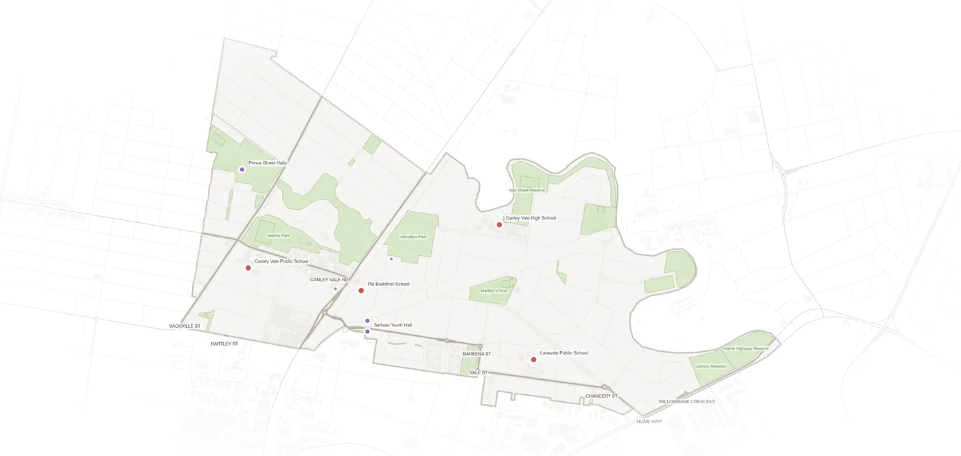 Canley Vale urban fabric map