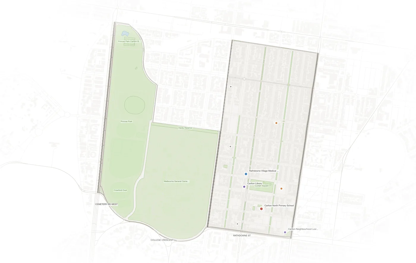 Carlton North urban fabric map