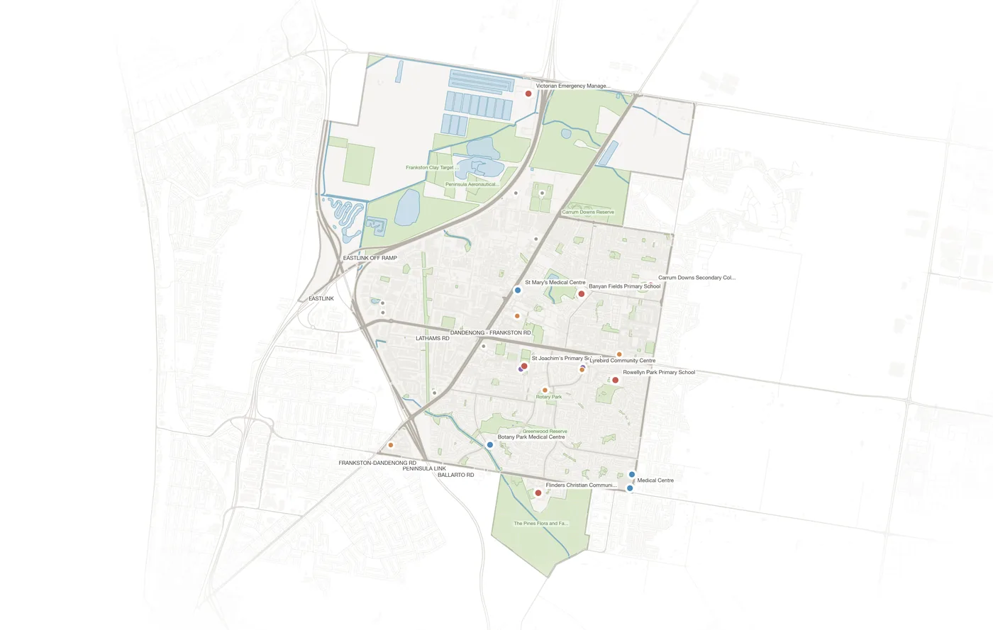 Carrum Downs urban fabric map