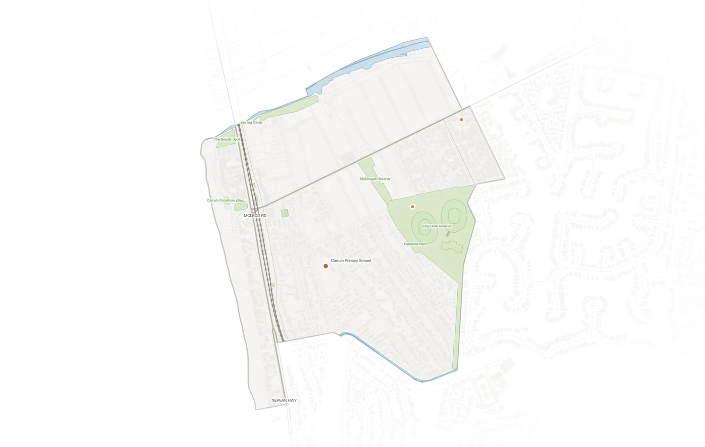 Carrum urban fabric map
