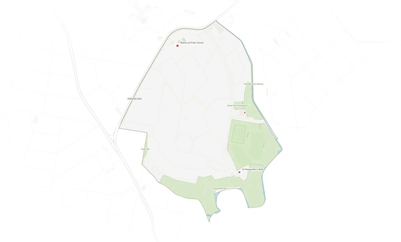 Carss Park urban fabric map