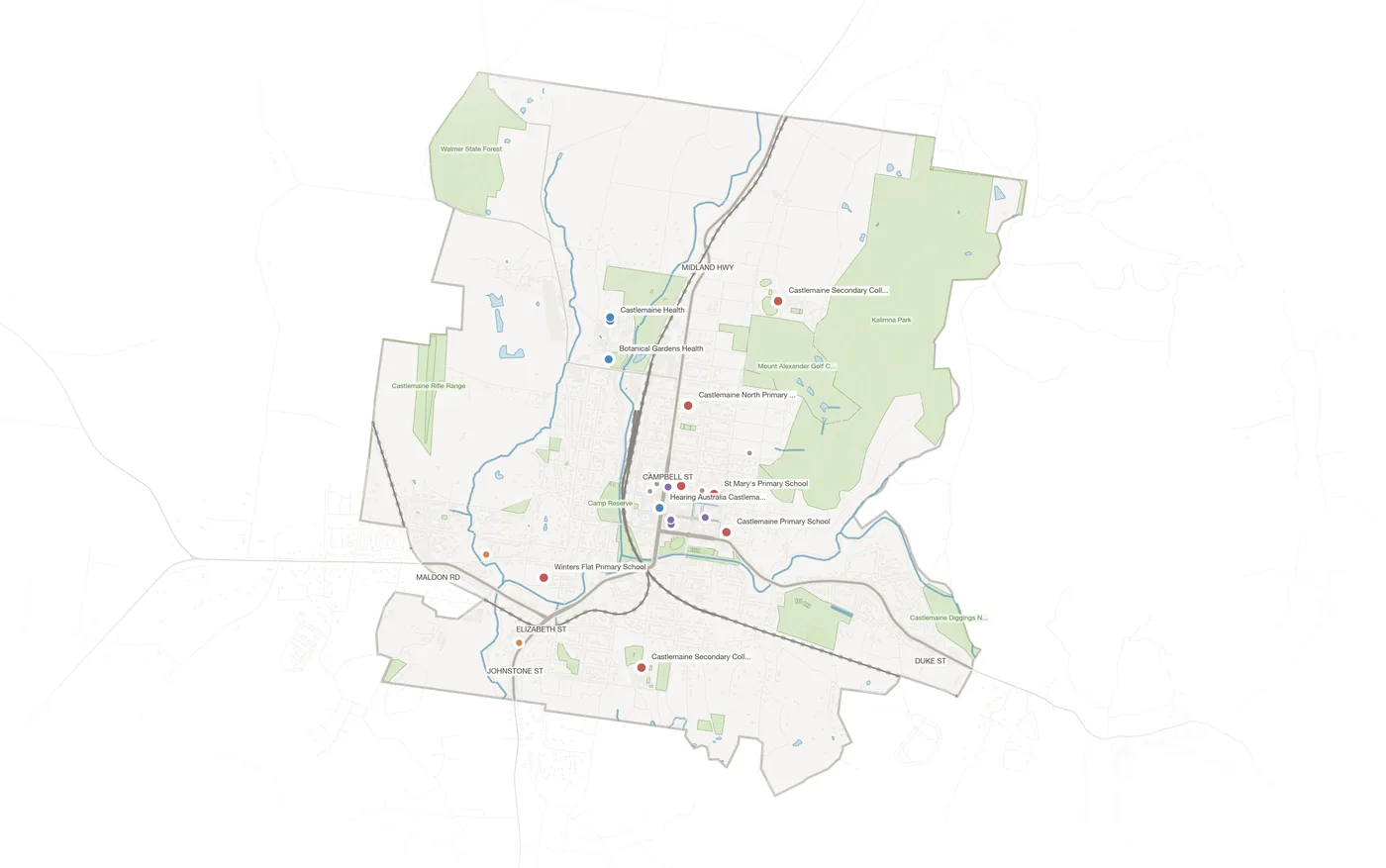 Castlemaine urban fabric map