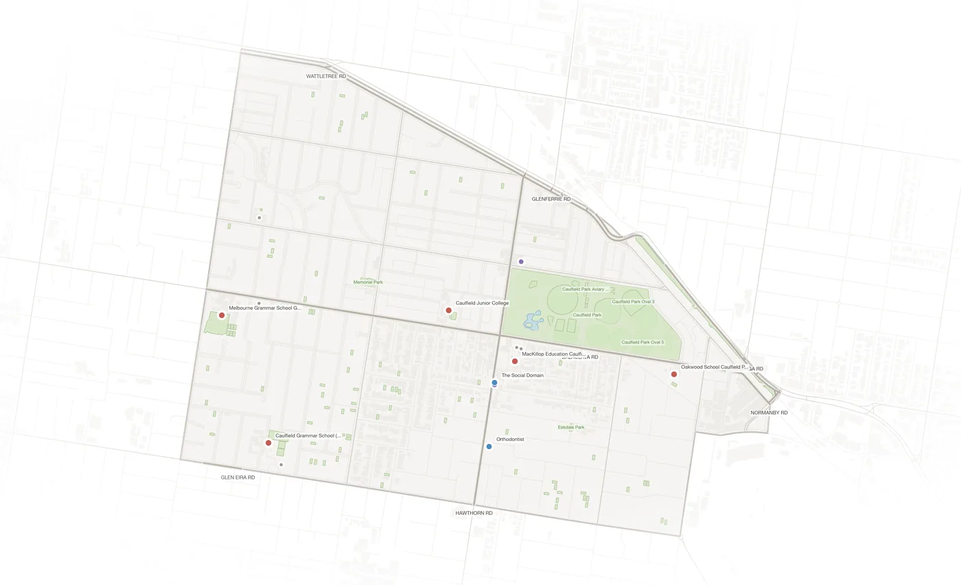 Caulfield North urban fabric map