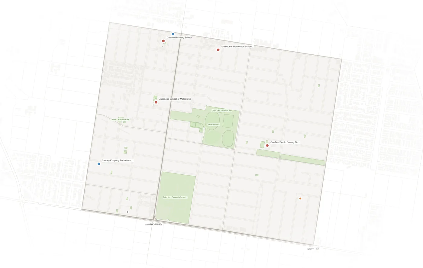 Caulfield South urban fabric map