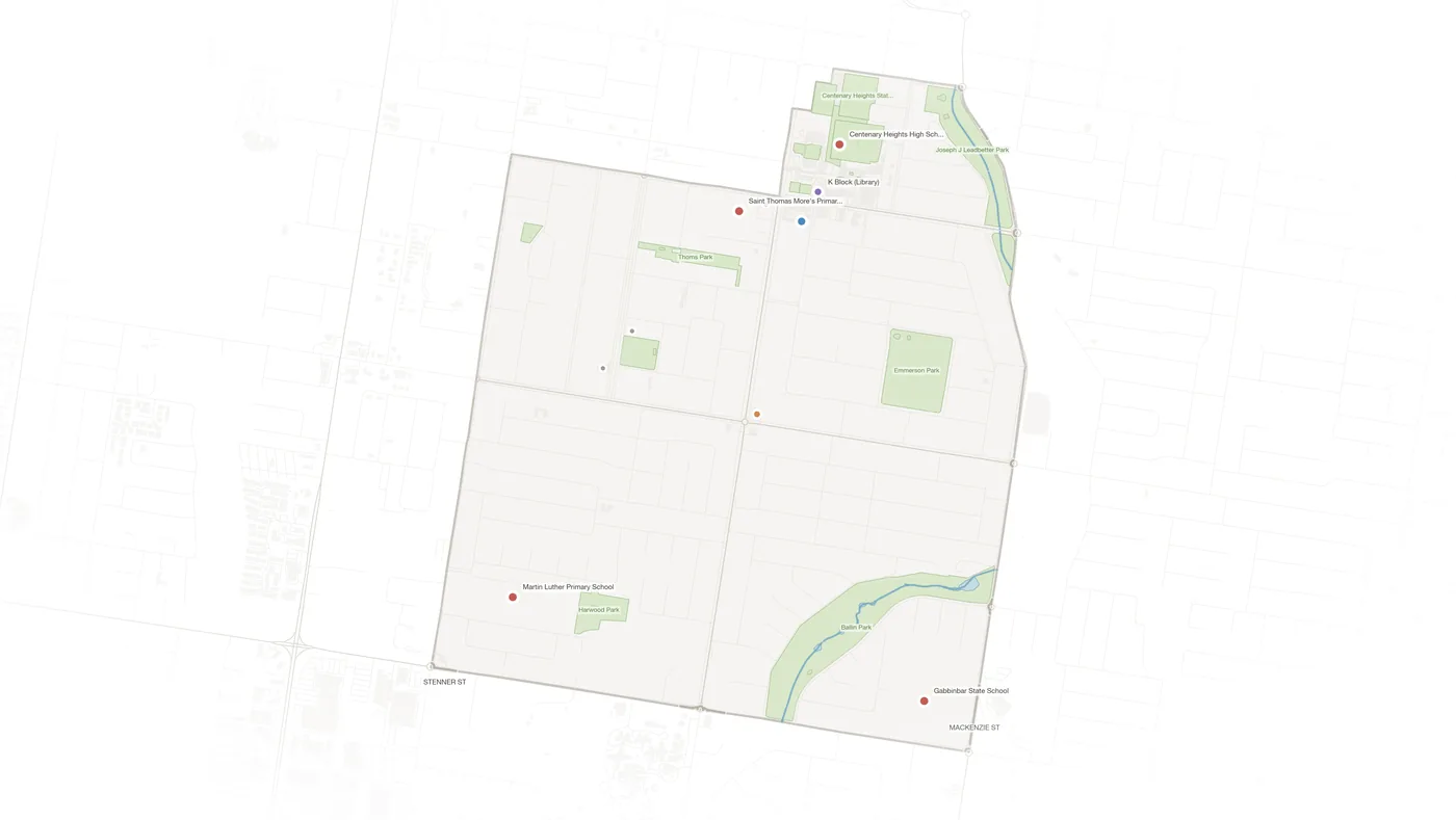 Centenary Heights urban fabric map
