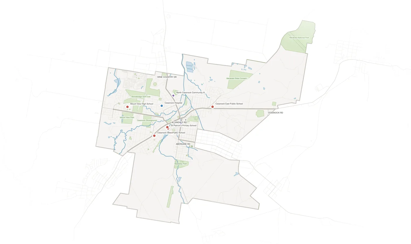 Cessnock urban fabric map