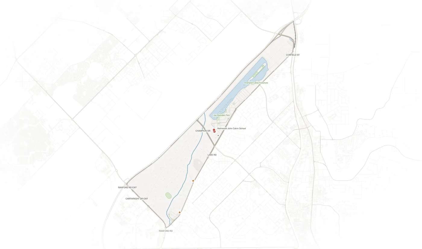 Champion Lakes urban fabric map