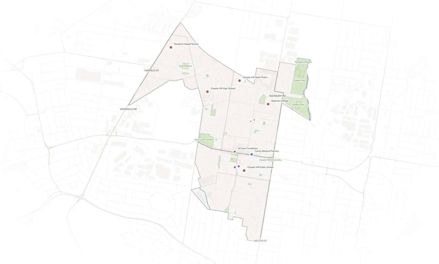Chester Hill urban fabric map