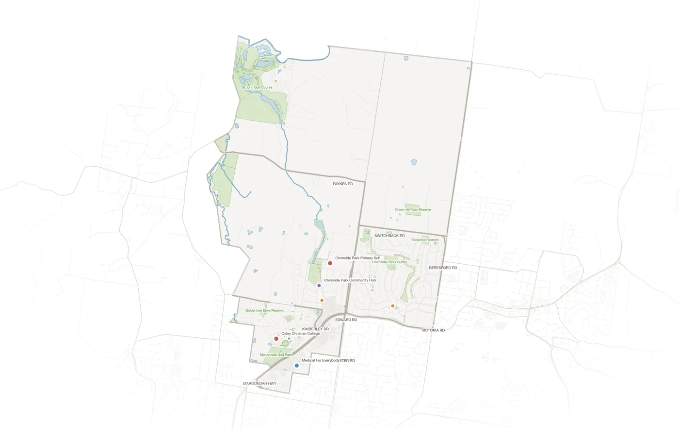 Chirnside Park urban fabric map