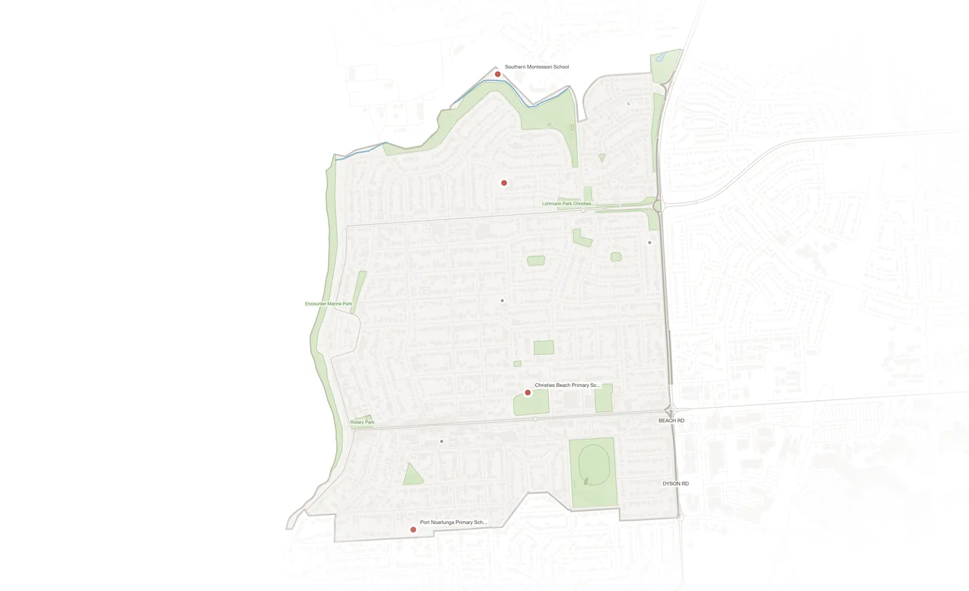 Christies Beach urban fabric map