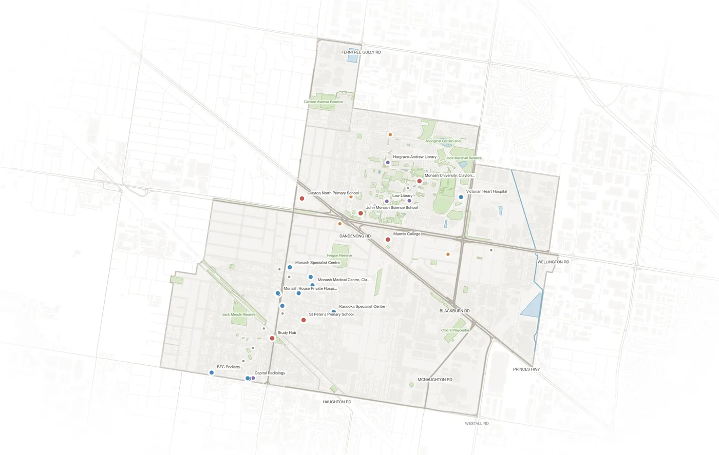 Clayton urban fabric map