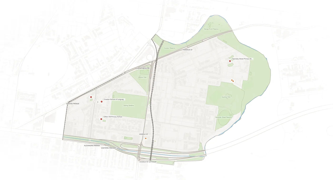 Clifton Hill urban fabric map