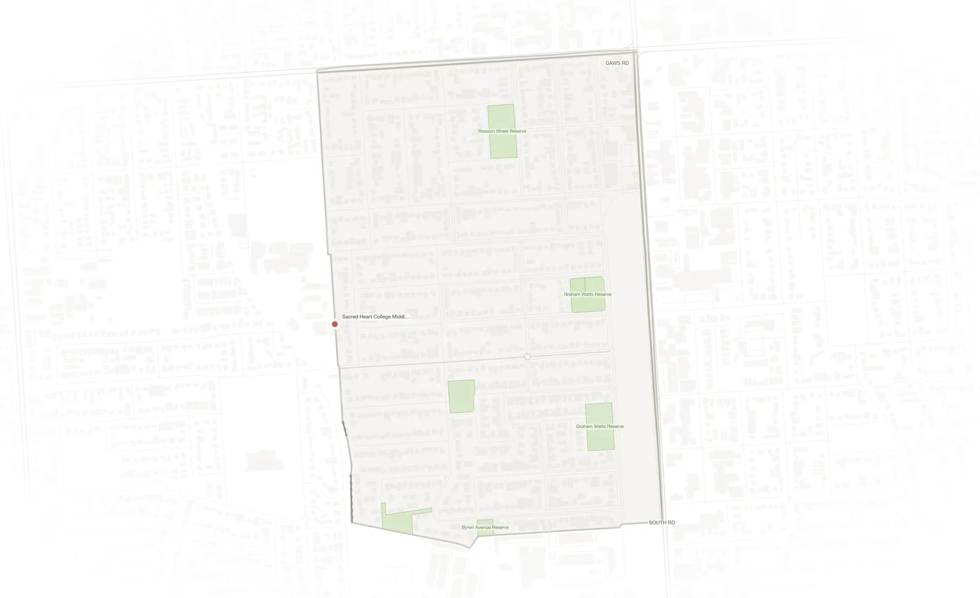 Clovelly Park urban fabric map