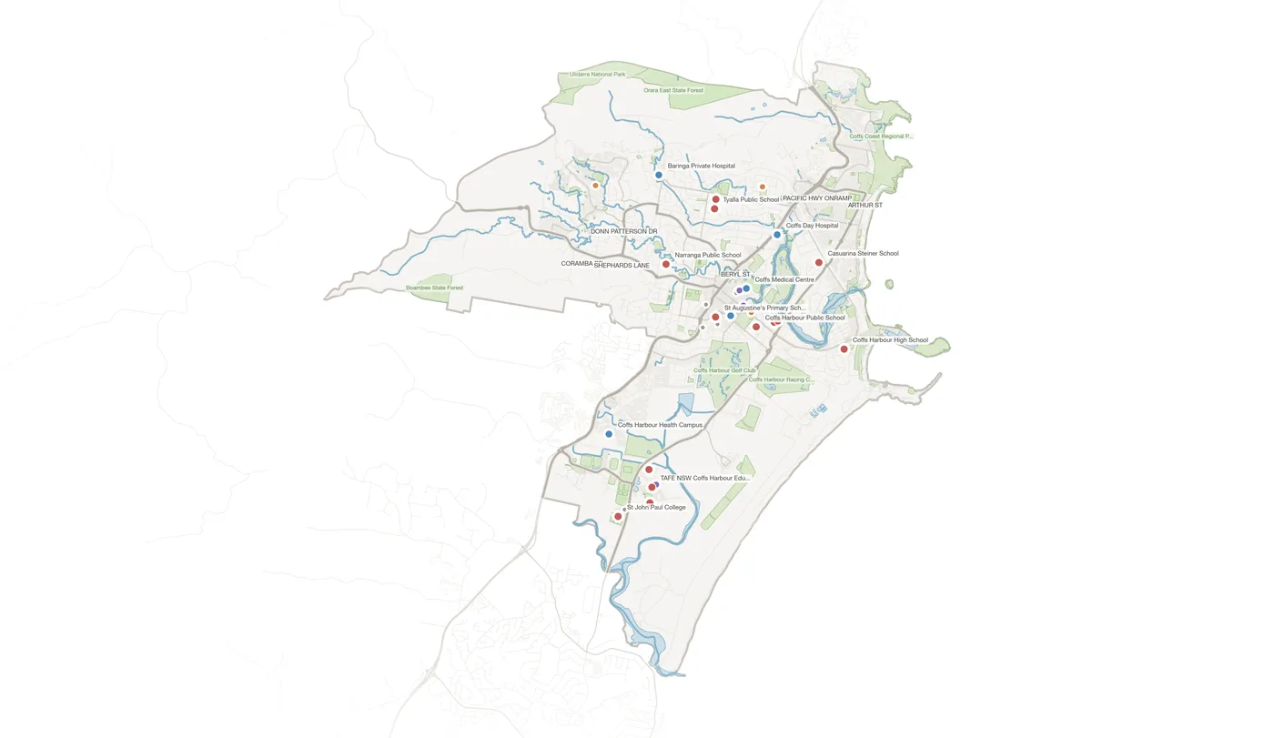 Coffs Harbour urban fabric map