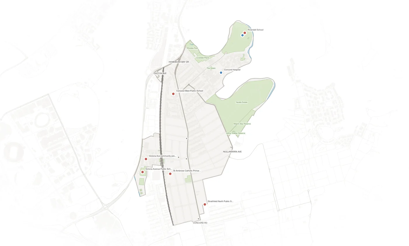 Concord West urban fabric map