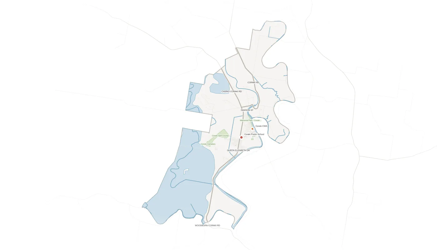 Coraki urban fabric map