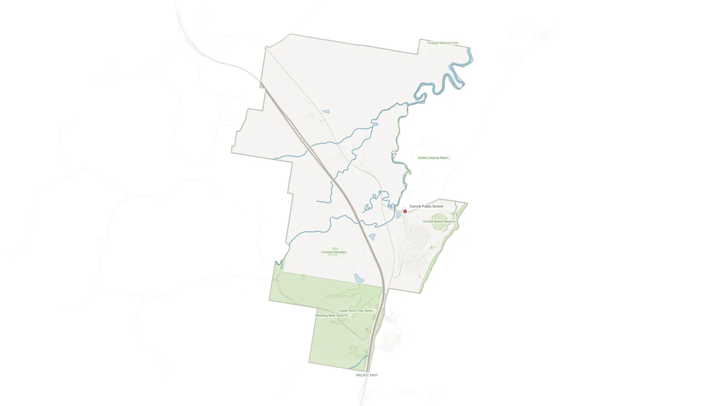 Corindi Beach urban fabric map