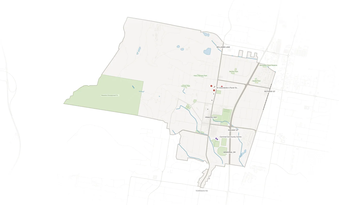 Corrimal urban fabric map