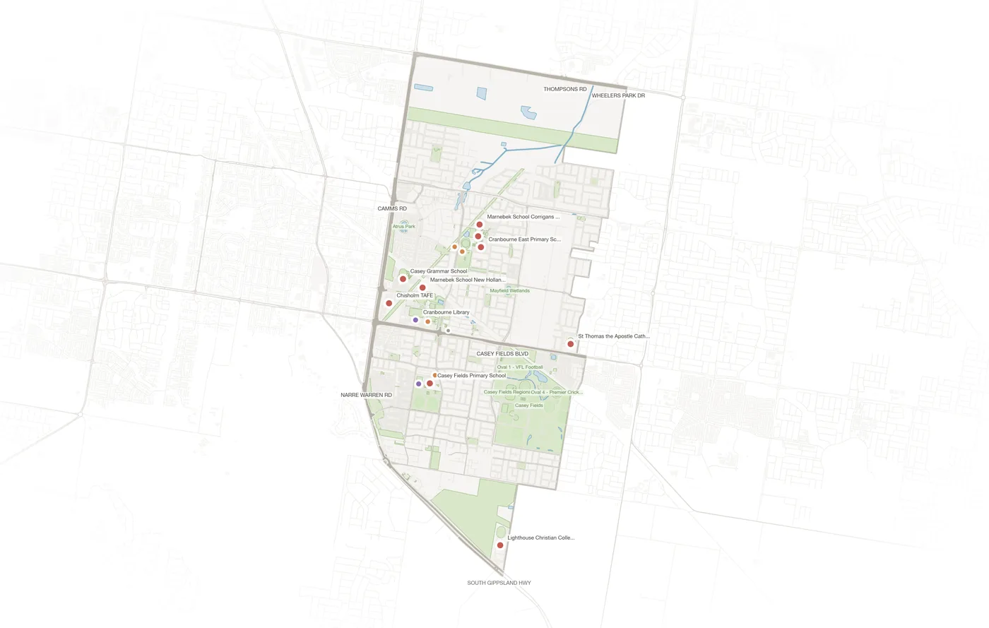 Cranbourne East urban fabric map
