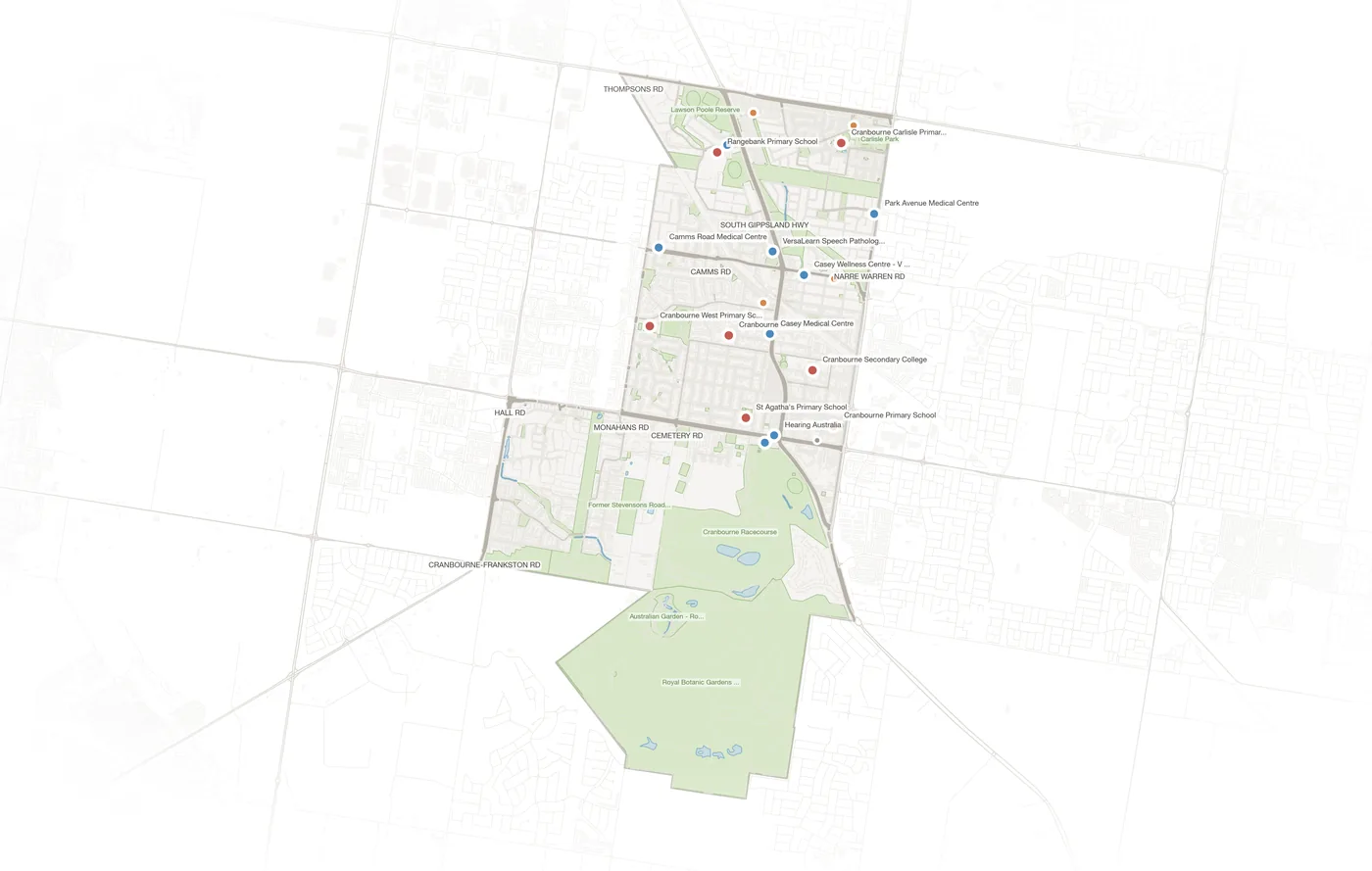 Cranbourne urban fabric map
