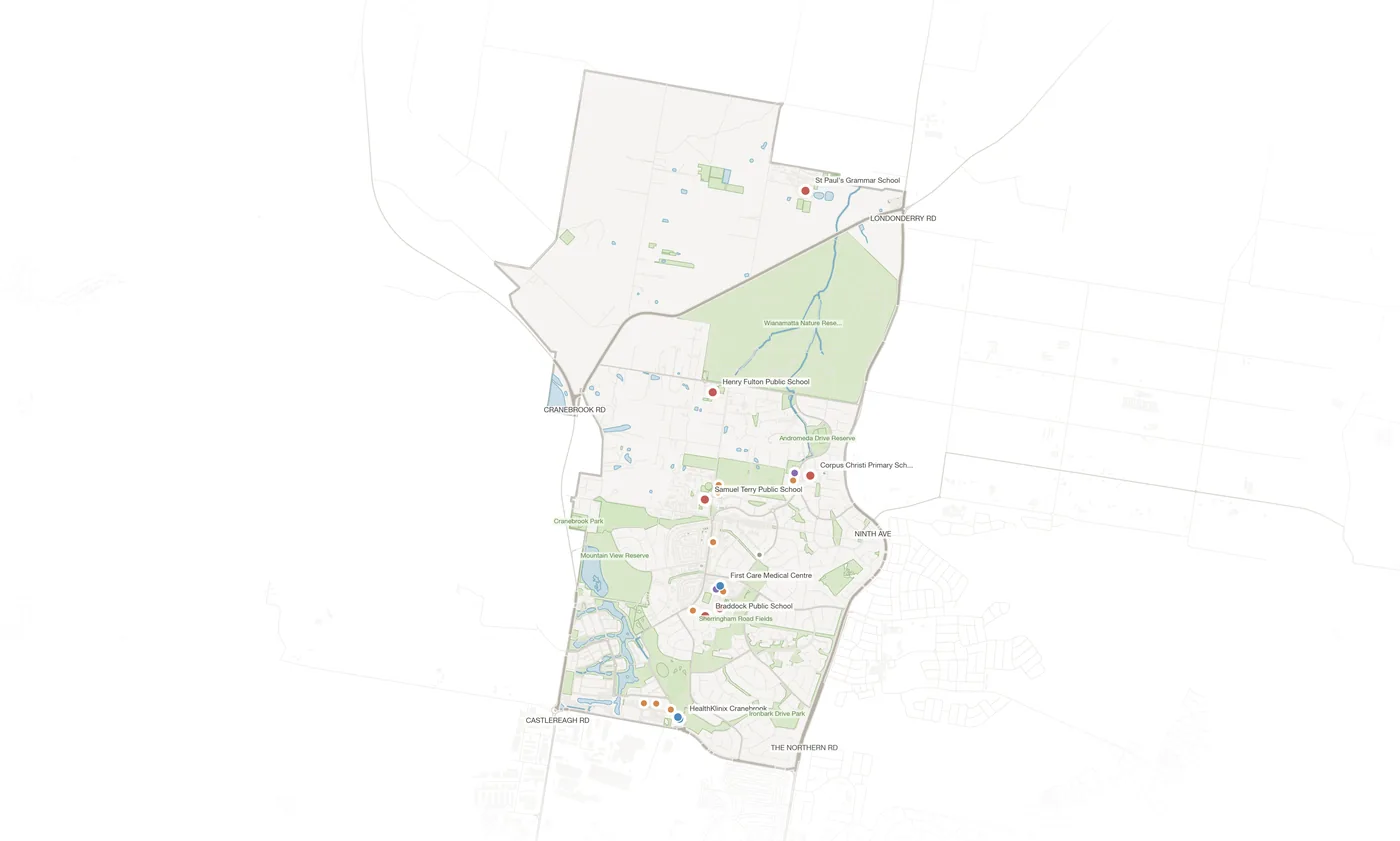 Cranebrook urban fabric map