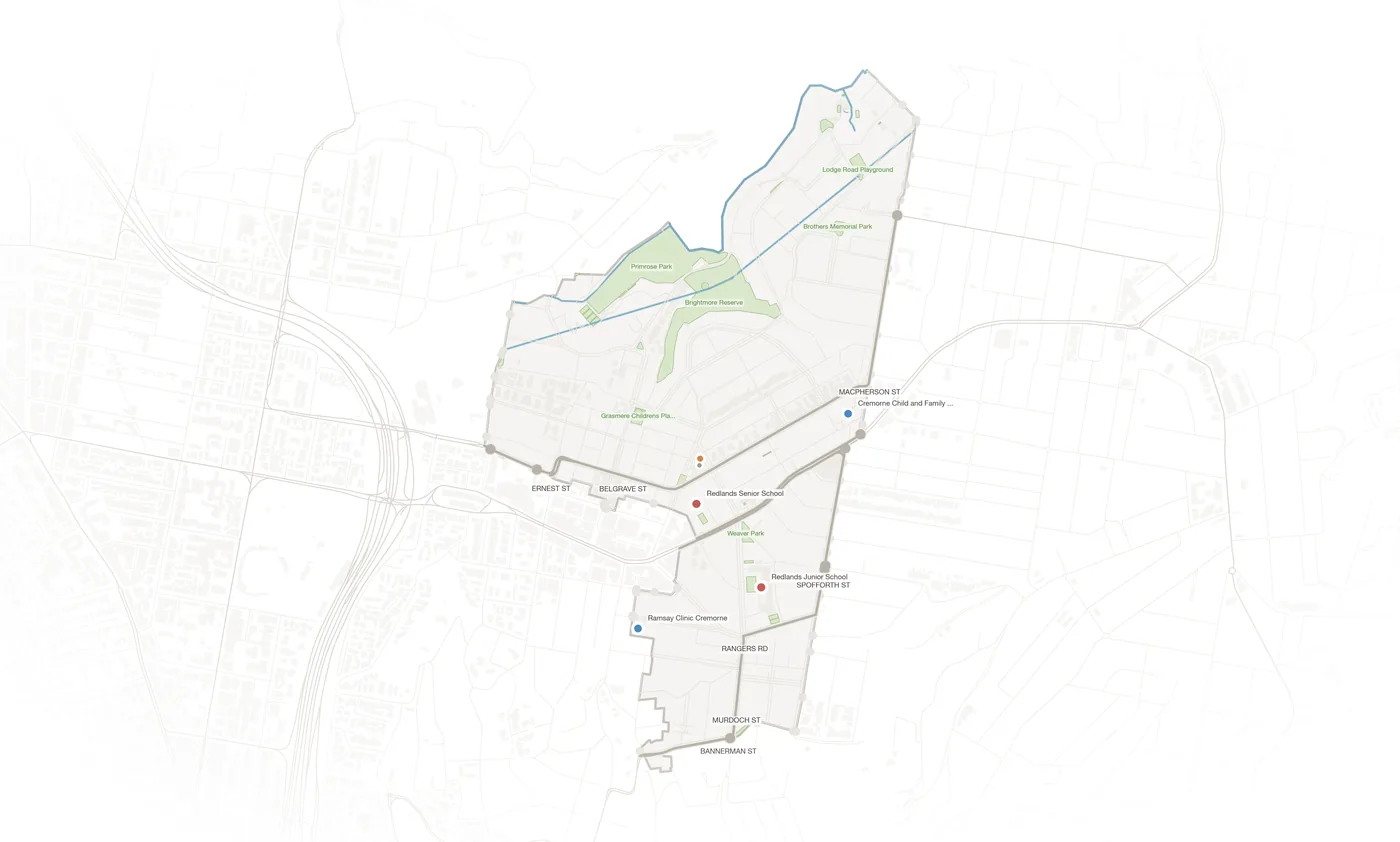 Cremorne urban fabric map