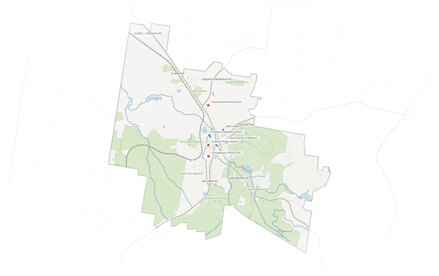 Creswick urban fabric map