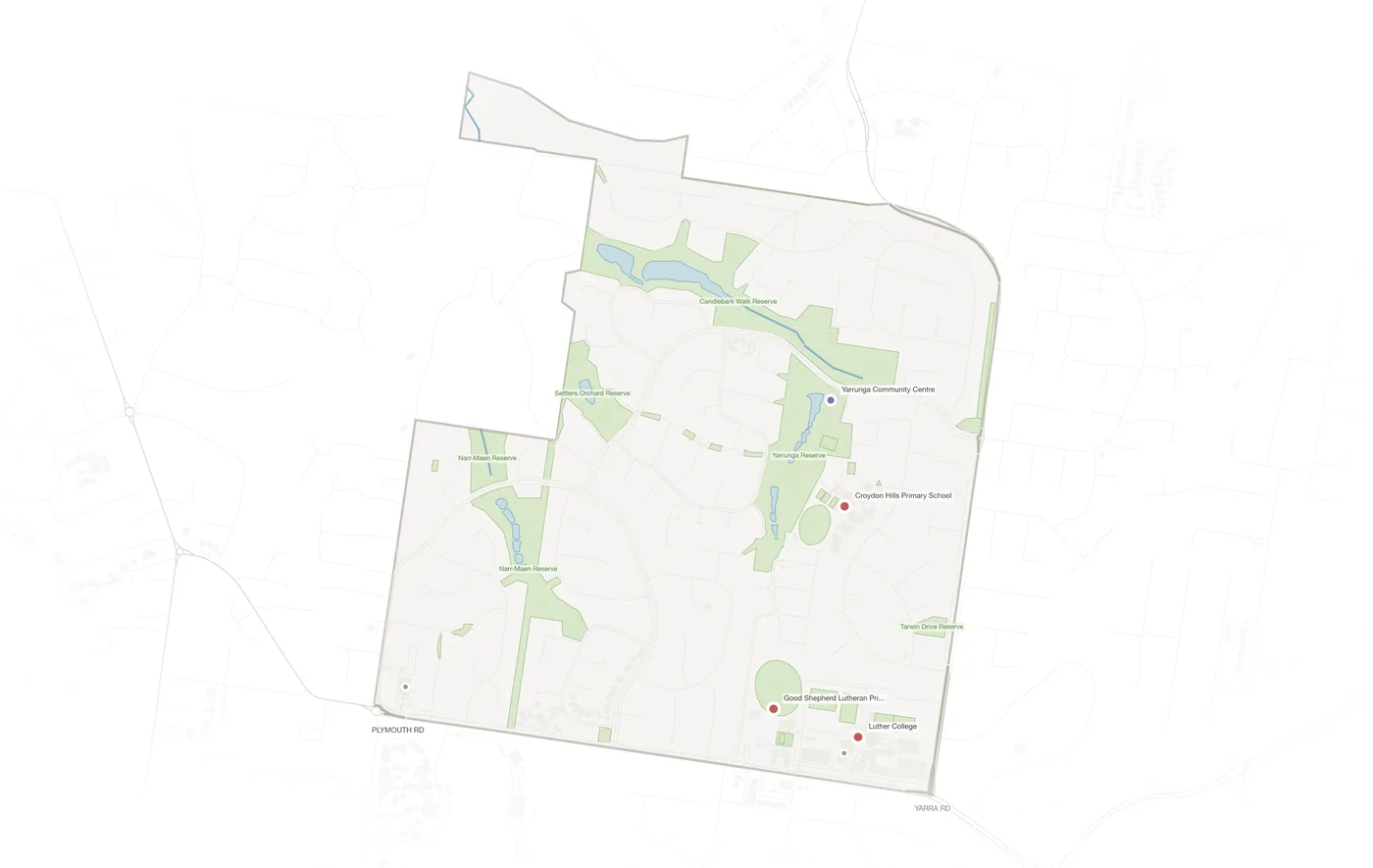 Croydon Hills urban fabric map