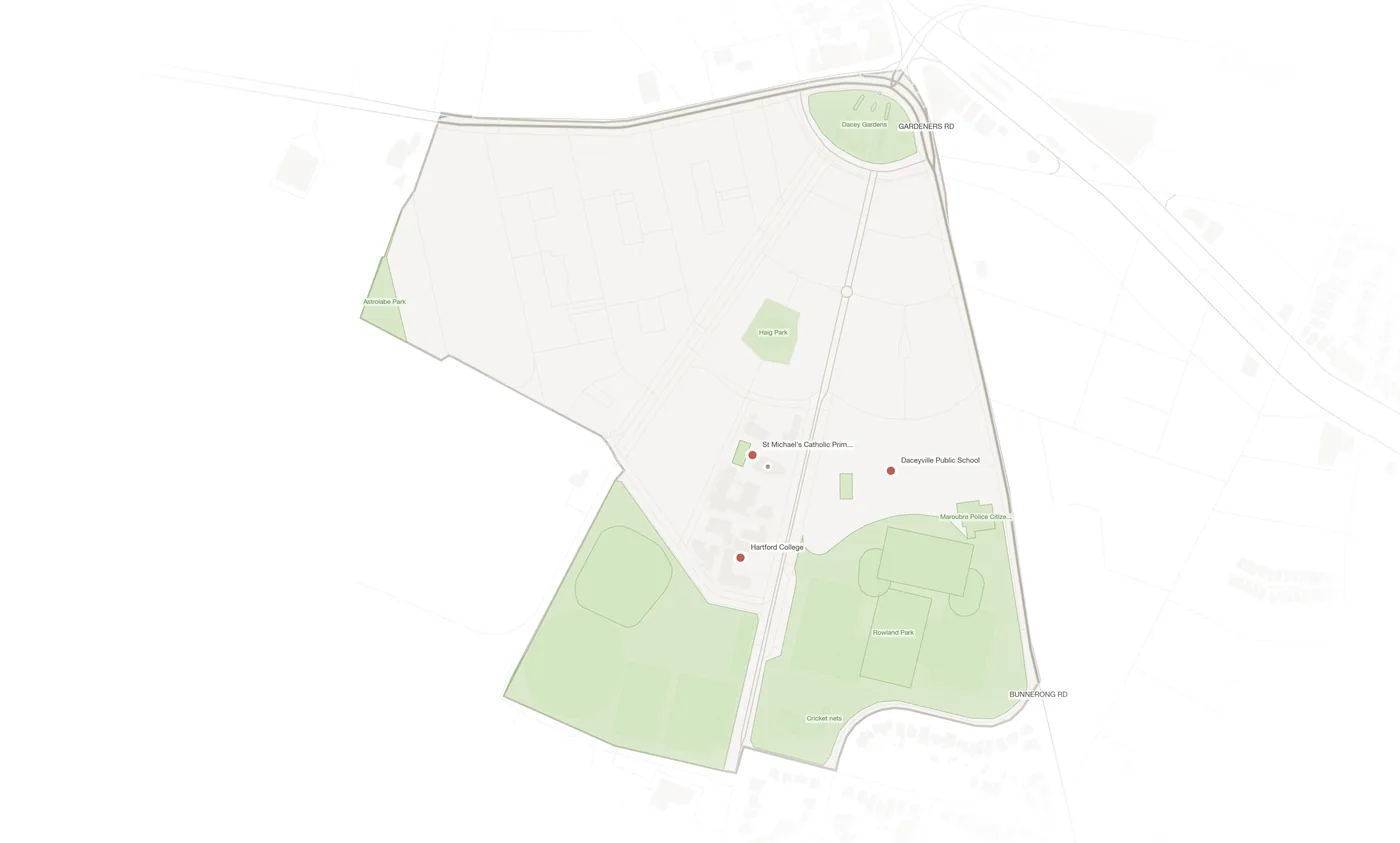 Daceyville urban fabric map