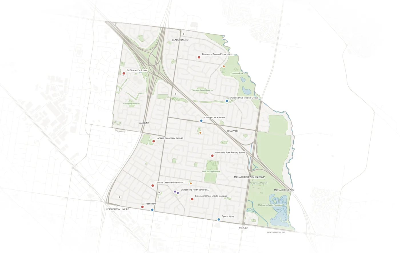 Dandenong North urban fabric map