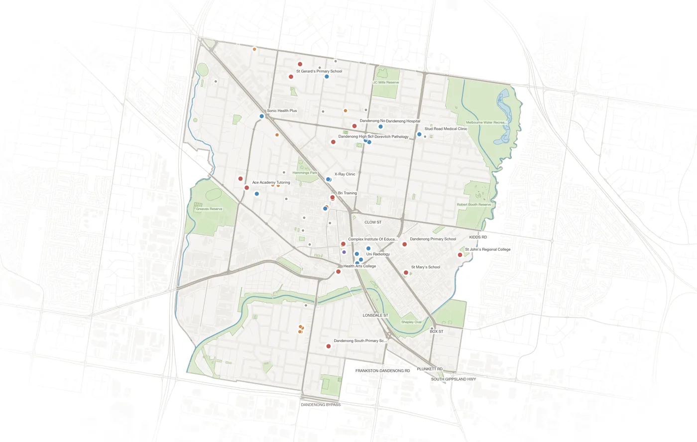Dandenong urban fabric map