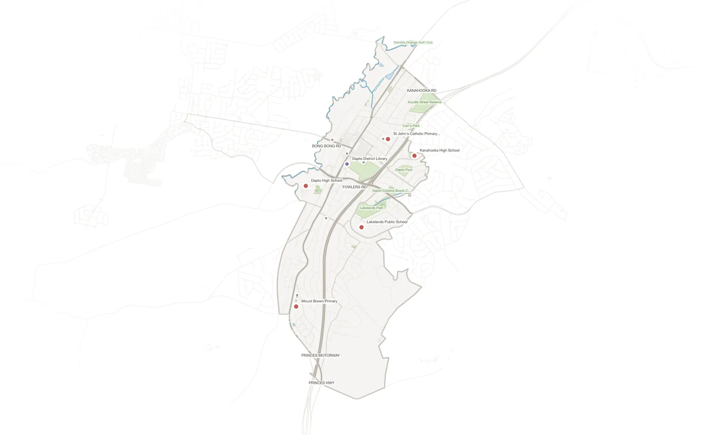 Dapto urban fabric map