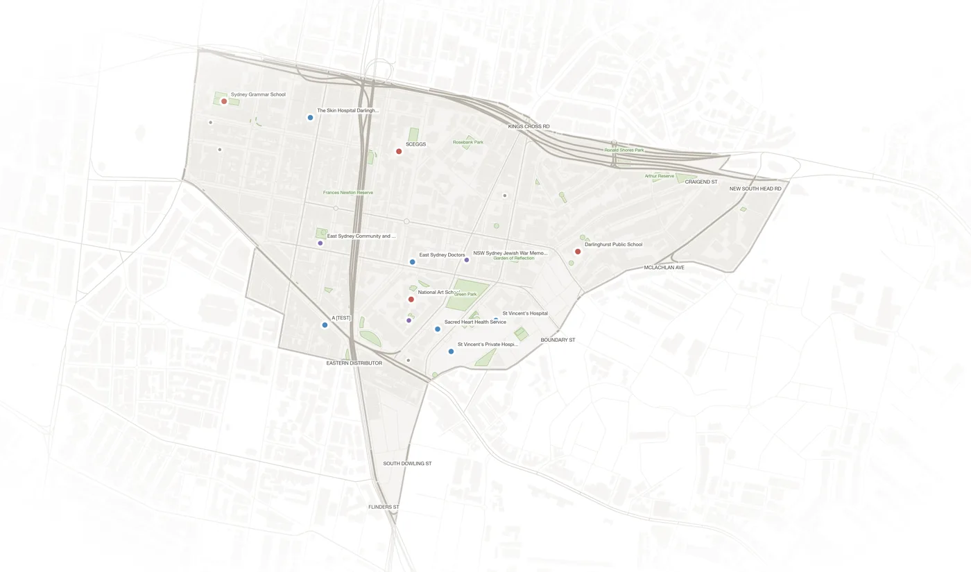 Darlinghurst urban fabric map