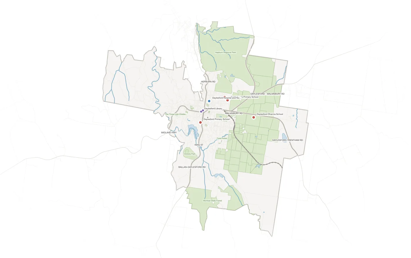 Daylesford urban fabric map