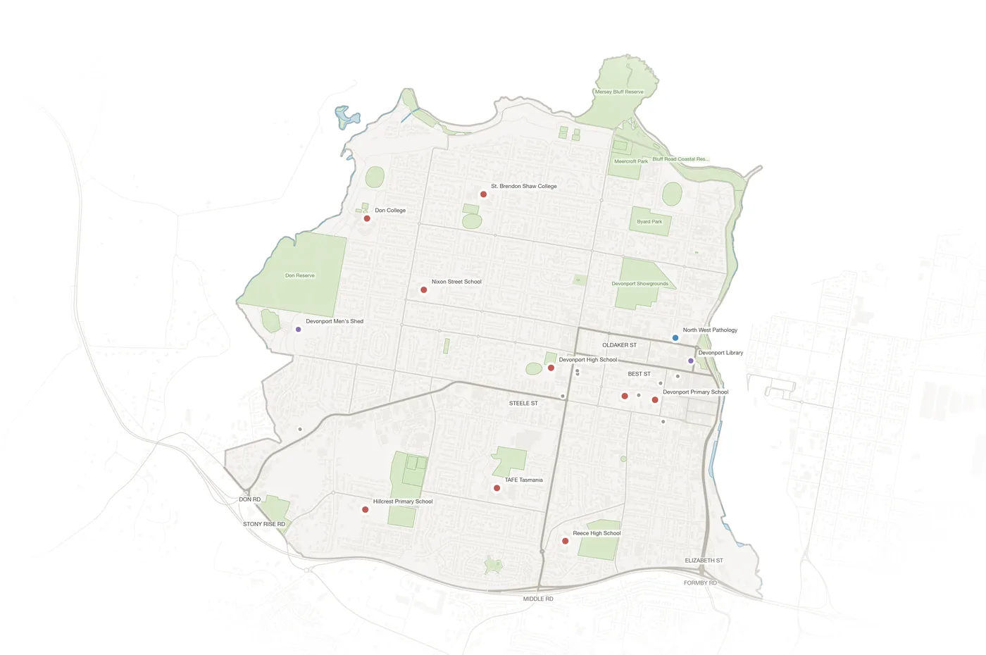 Devonport urban fabric map