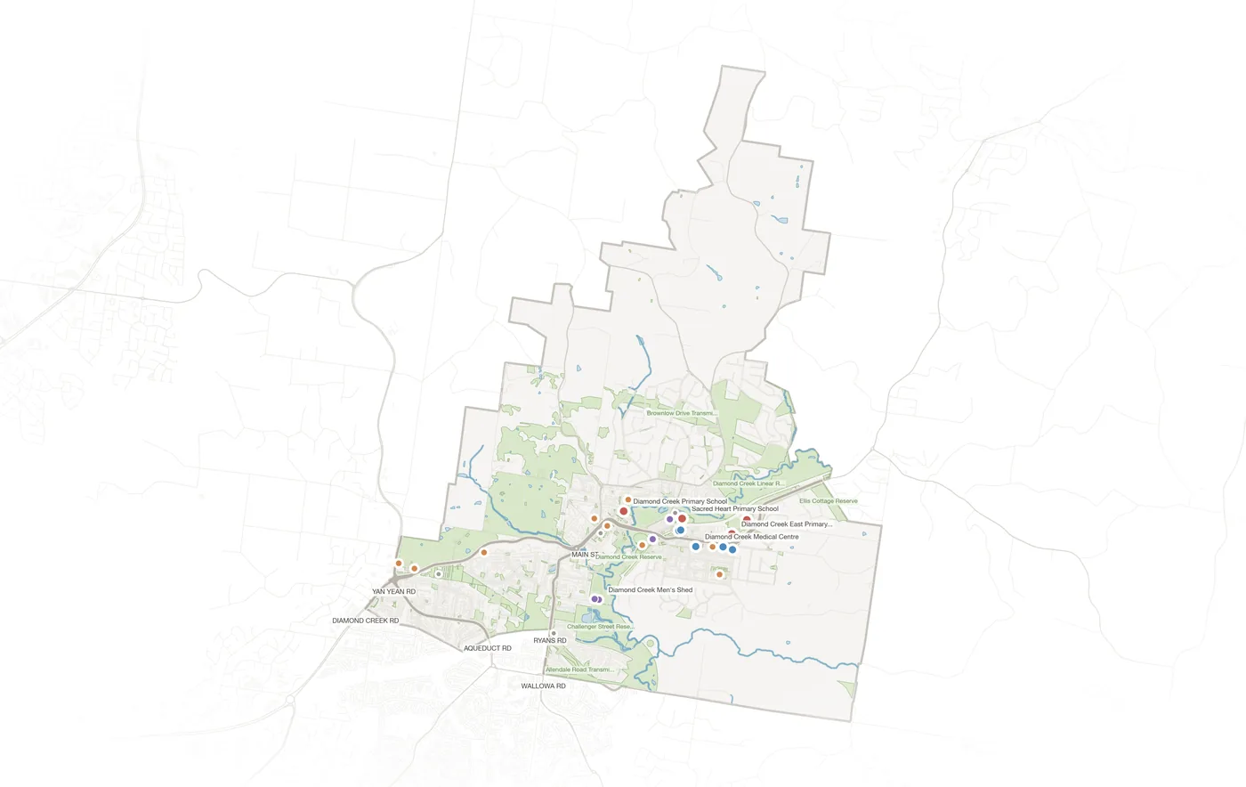 Diamond Creek urban fabric map