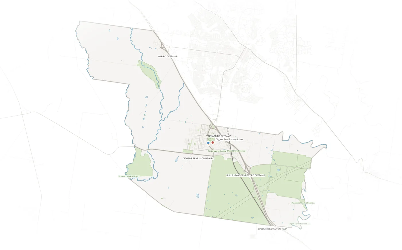 Diggers Rest urban fabric map