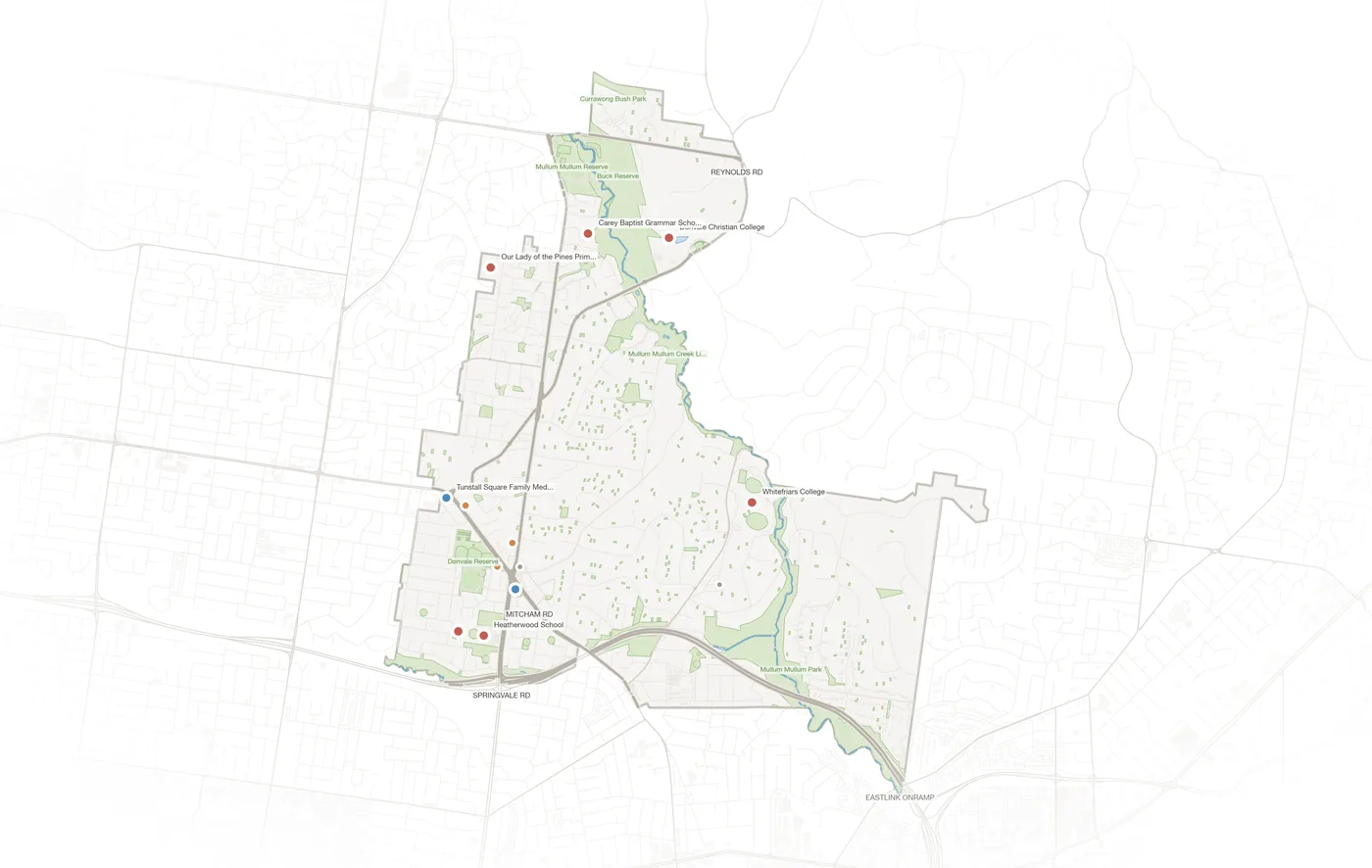 Donvale urban fabric map