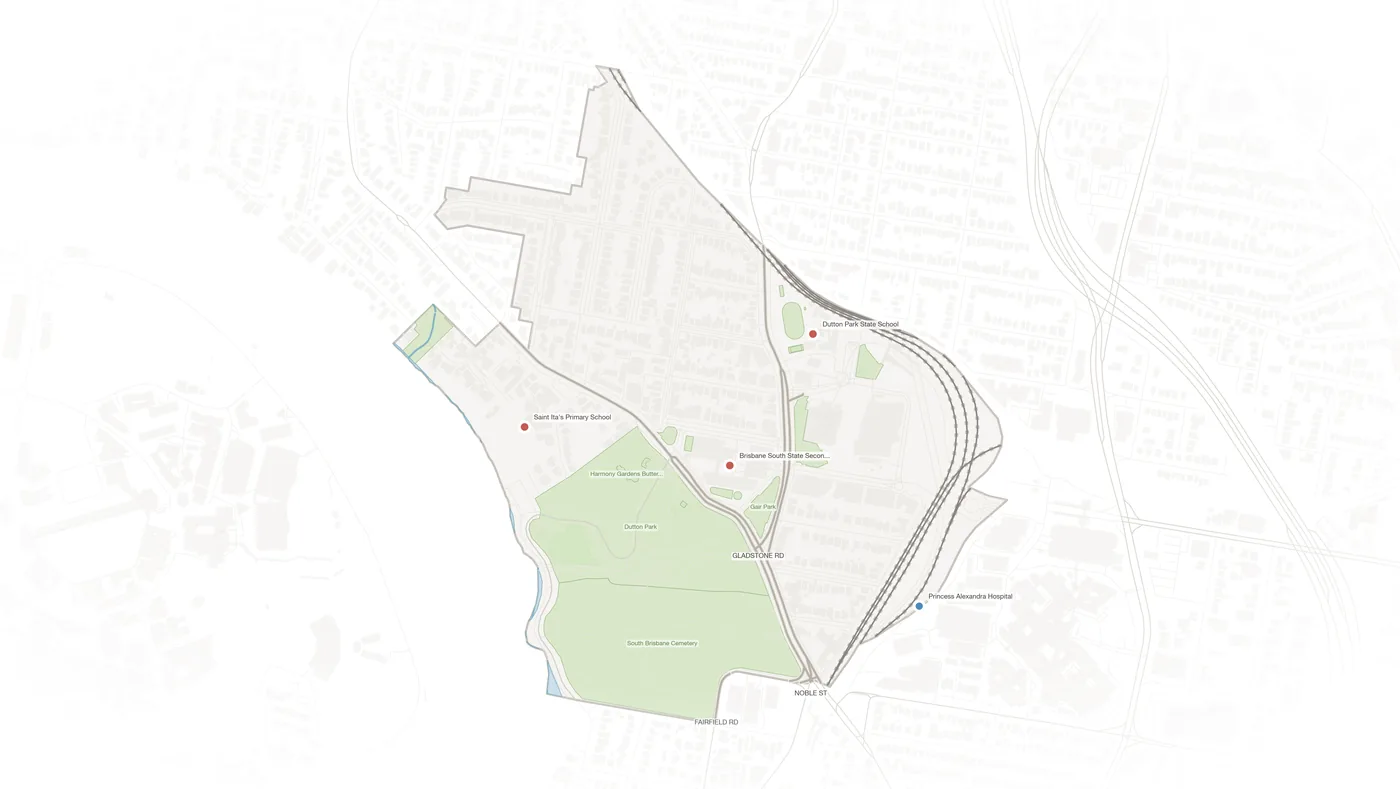 Dutton Park urban fabric map