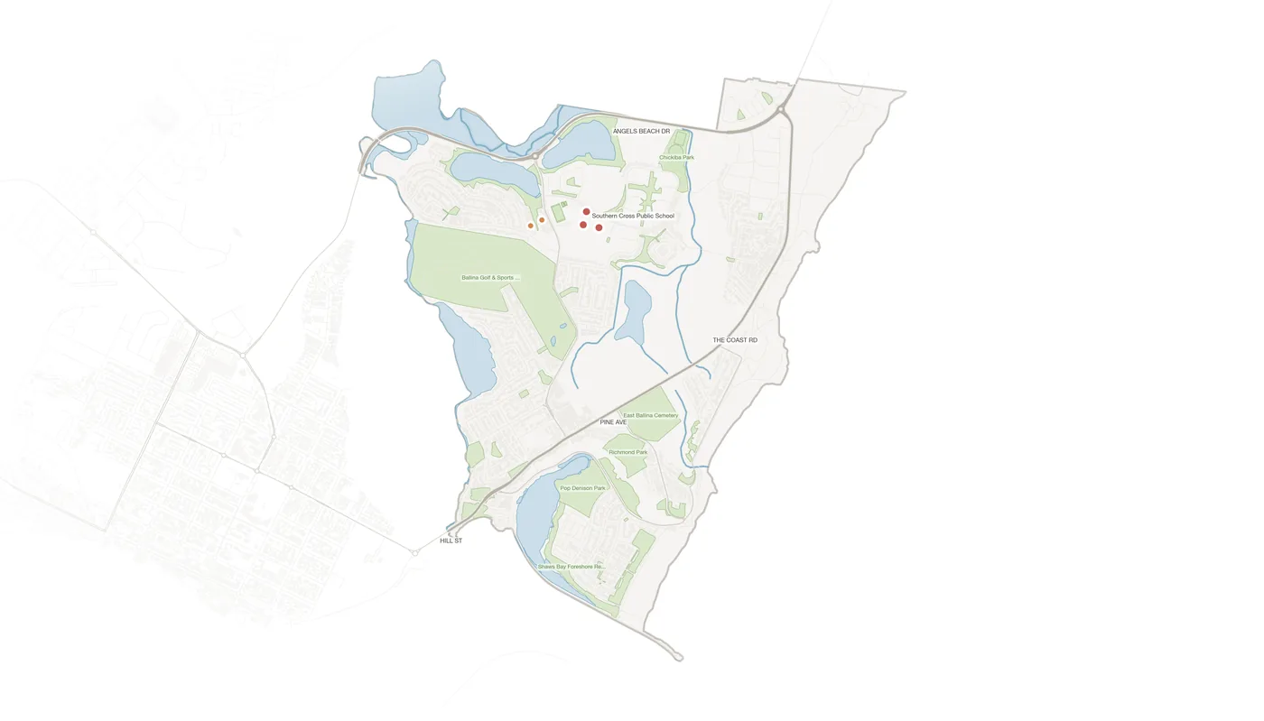 East Ballina urban fabric map