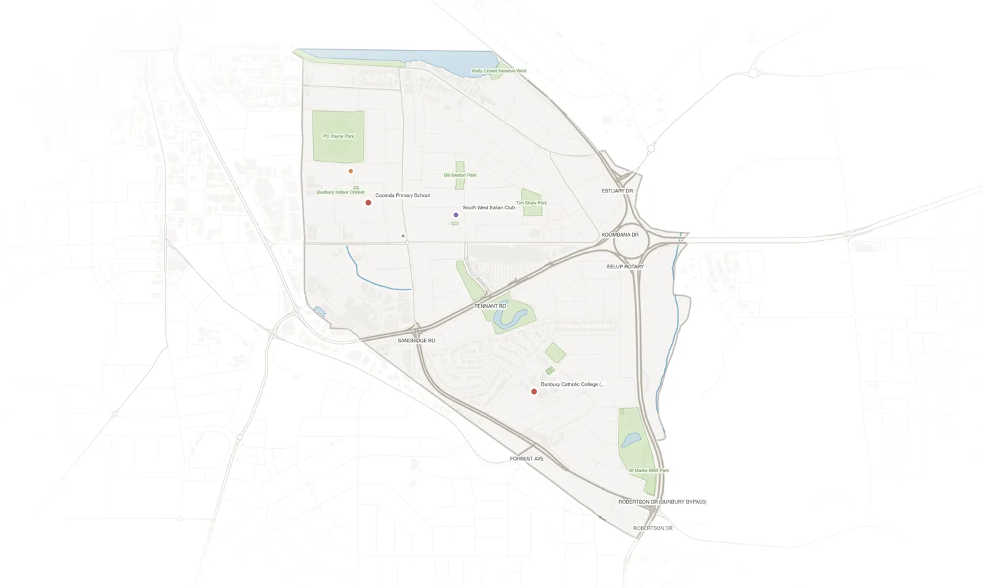 East Bunbury urban fabric map
