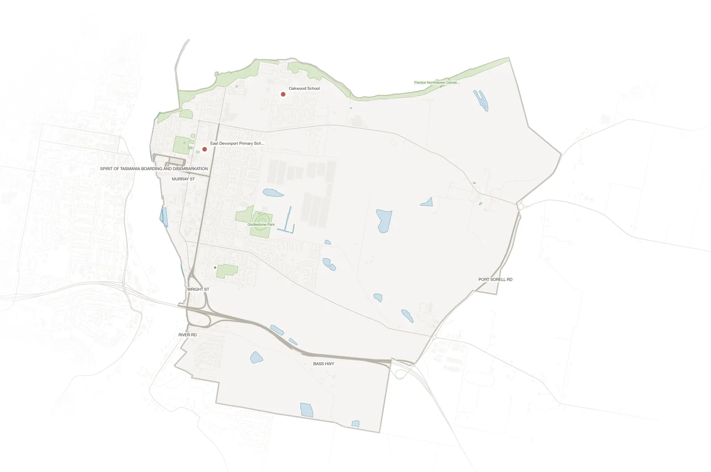 East Devonport urban fabric map