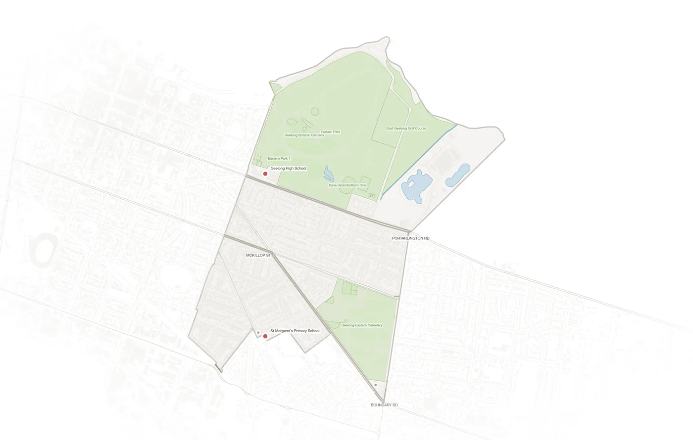 East Geelong urban fabric map