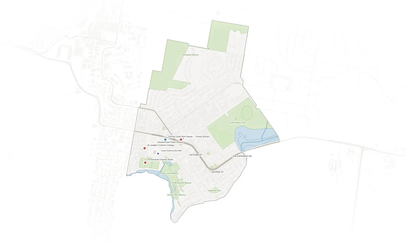 East Gosford urban fabric map