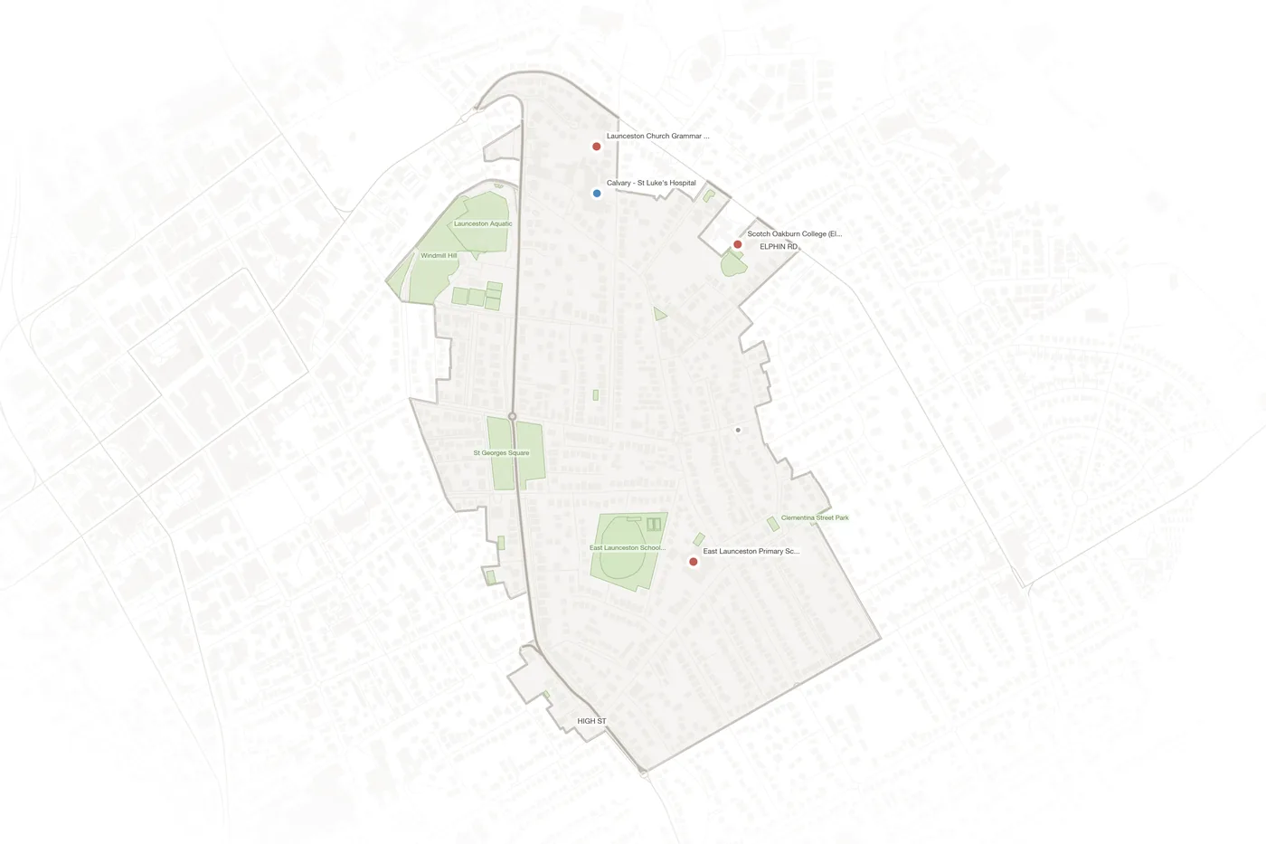 East Launceston urban fabric map