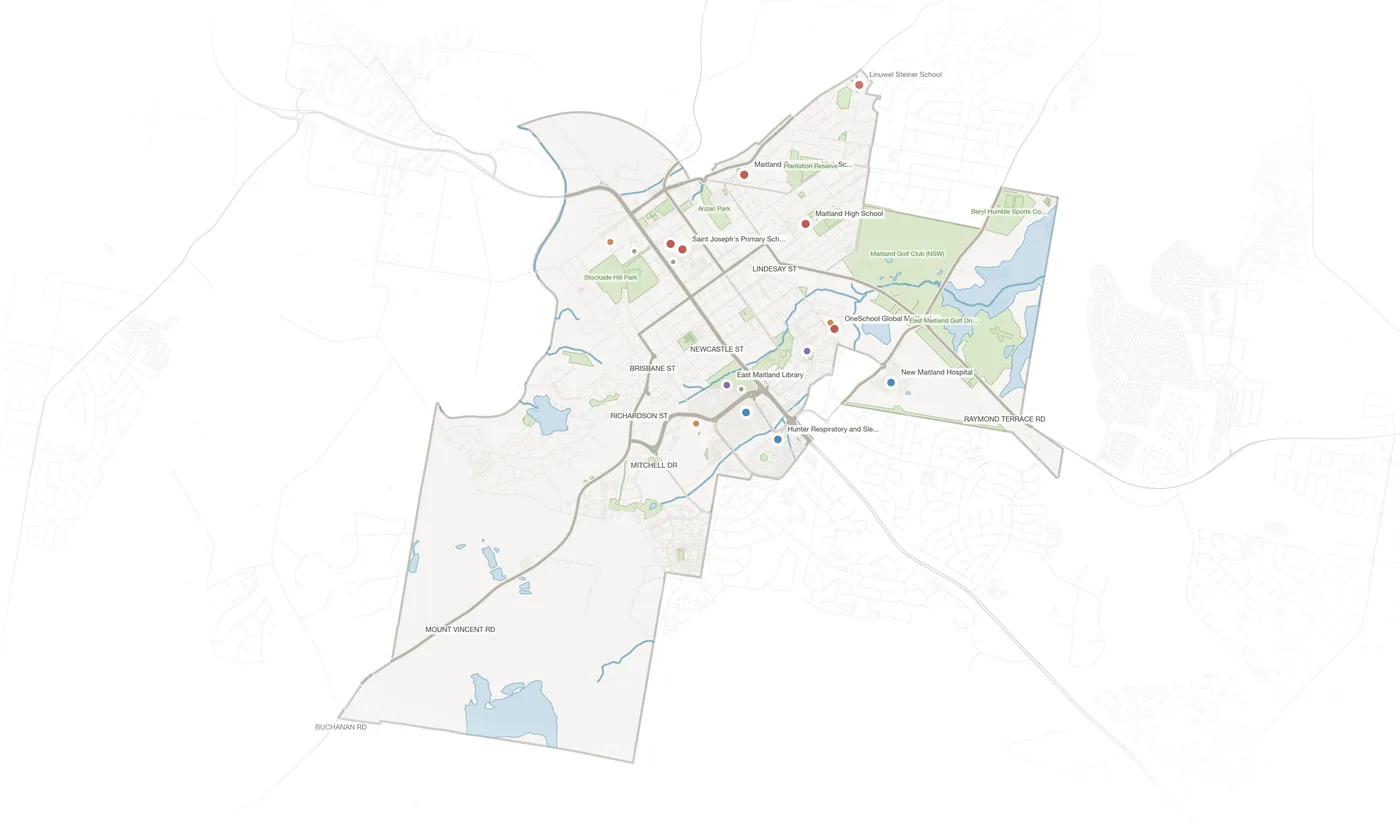 East Maitland urban fabric map