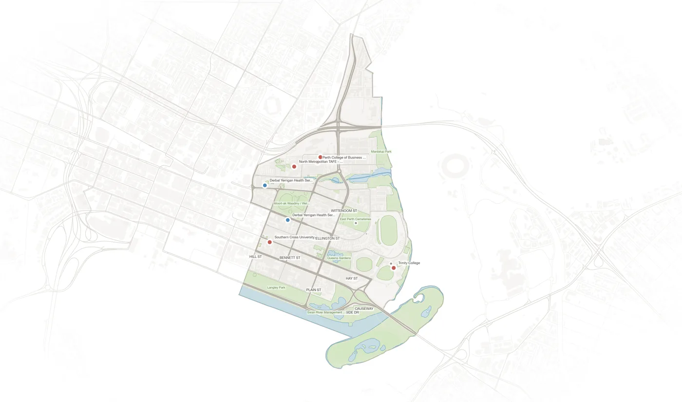 East Perth urban fabric map
