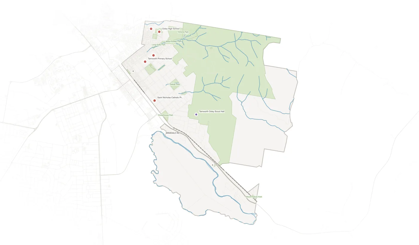 East Tamworth urban fabric map