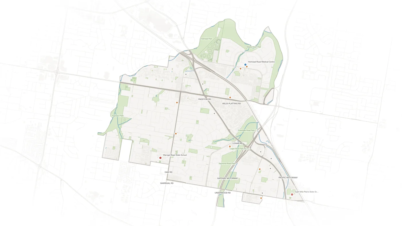 Eight Mile Plains urban fabric map